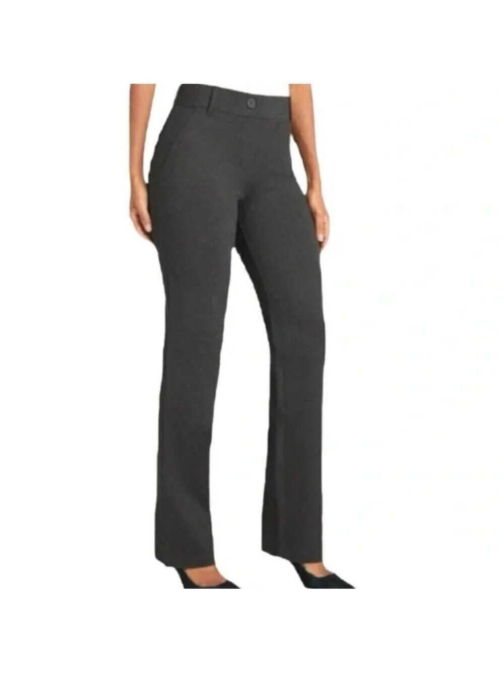 Betabrand Dress Yoga Pants in Charcoal Gray Straight Leg Size Large